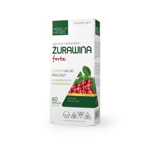 Miniaturka artykułu - Medica Herbs Żurawina Forte, 60 kaps.