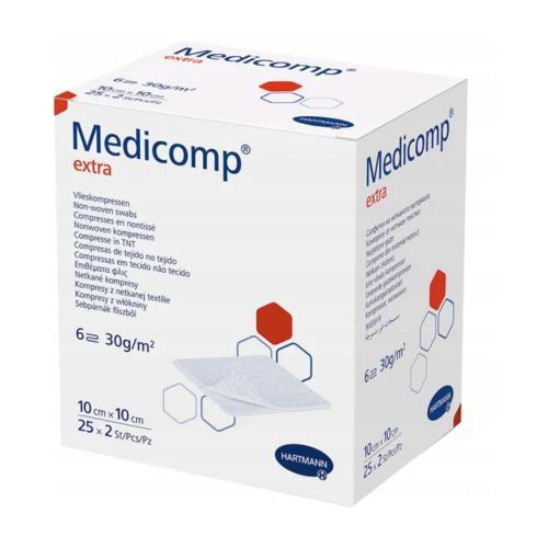 Miniaturka artykułu - MEDICOMP EXTRA kompresy jałowe 6-warstwowe 10x10cm, 50 sztuk USZKODZONE TEKTUROWE OPAKOWANIE