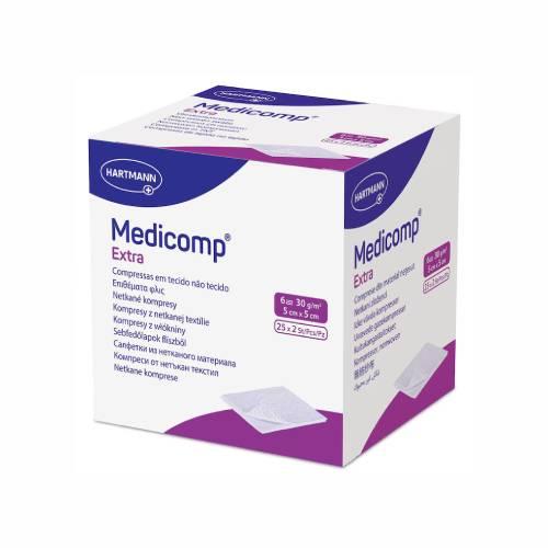 Miniaturka artykułu - MEDICOMP EXTRA kompresy jałowe 6-warstwowe 5 x 5cm, 50 szt. (25x2)