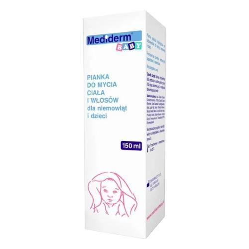 Miniaturka artykułu - Mediderm Baby Pianka do mycia ciała i włos&oacute;w dla niemowląt i dzieci, 150 ml USZKODZONE /BRAK OPAKOWANIA