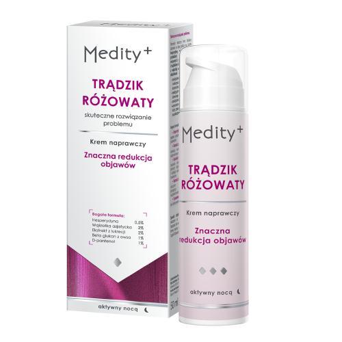 Miniaturka artykułu - MEDITY+ TRĄDZIK R&Oacute;ŻOWATY Krem naprawczy na noc, 50ml USZKODZONE OPAKOWANIE
