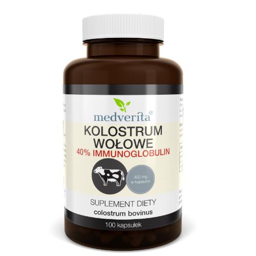 Miniaturka artykułu - MEDVERITA Kolostrum Wołowe 400mg, 100kaps.