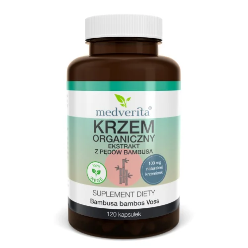 Miniaturka artykułu - Medverita&nbsp;Krzem&nbsp;organiczny 100 mg ekstrakt z pęd&oacute;w bambusa, 120 kaps.