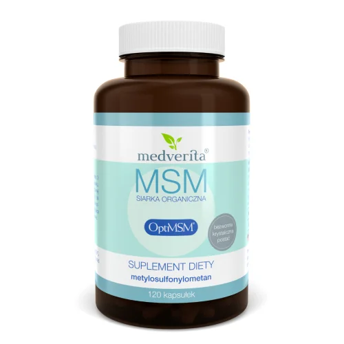Miniaturka artykułu - Medverita MSM 500 mg Siarka organiczna OptiMSM, 120 kaps.