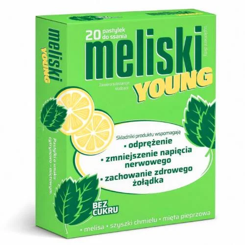 Miniaturka artykułu - Meliski Young bez cukru, 20 pastylek do ssania