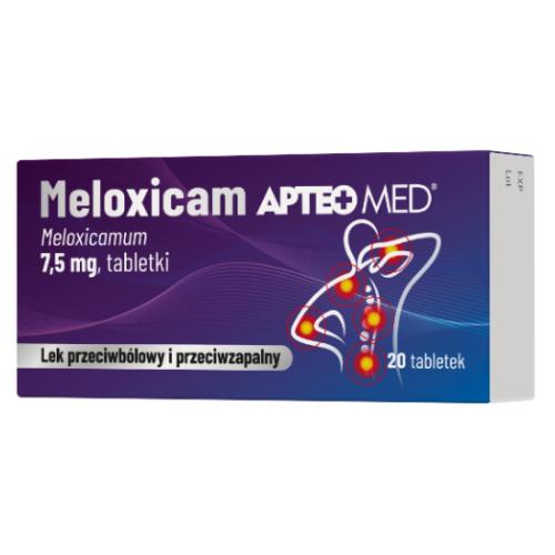 Miniaturka artykułu - Meloxicam Apteo Med 7,5 mg, Lek o działaniu przeciwb&oacute;lowym, 20 tabletek