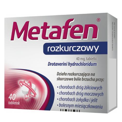 Miniaturka artykułu - Metafen Rozkurczowy 40 mg, 40 tabletek - Na silny b&oacute;l brzucha USZKODZONE OPAKOWANIE TEKTUROWE