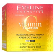 Zdjęcie produktu - EVELINE Vitamin C 3x Action Rozświetlająco-kojący krem do twarzy dzień/noc, 50ml