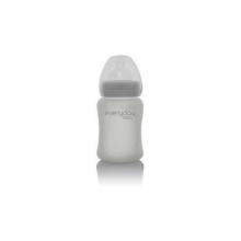 Zdjęcie produktu - EVERYDAY BABY Szklana butelka ze smoczkiem S szara 0-3m, 150ml