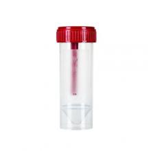 Zdjęcie produktu - FL MEDICAL Pojemnik na kał z łopatką i czerwoną nakrętką, niejałowy, 30ml