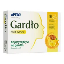 Zdjęcie produktu - Apteo Gardło mi&oacute;d-cytryna, 16 past. do ssania