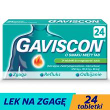 Gaviscon o smaku mięty, 24 tabl. - lek na zgagę i refluks