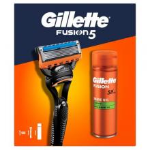 Zdjęcie produktu - Gillette Fusion5 Zestaw Maszynka do golenia dla mężczyzn z wymiennym ostrzem, 1 szt. + Żel do golenia Sensitive, 200 ml USZKODZONE TEKTUROWE OPAKOWANIE