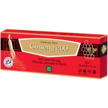 Zdjęcie produktu - Ginseng 200 Żeń-szeń, Mleczko pszczele, Mi&oacute;d, 10 fiolek x 10ml