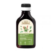 Zdjęcie produktu - GREEN PHARMACY Olejek do włos&oacute;w przeciwłupieżowy Olej rycynowy i Łopian, 100ml