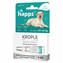Zdjęcie produktu - HAPPS Herbal krople na pchły i kleszcze dla dużych ps&oacute;w (20-40kg), 4x4ml