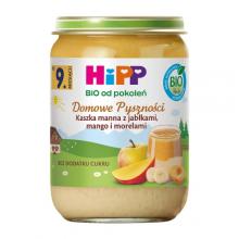 Zdjęcie produktu - HiPP BIO Domowe pyszności Kaszka manna z jabłkami mango i morelami po 9. miesiącu, 190 g
