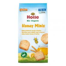 Zdjęcie produktu - HOLLE Bio Mini sucharki z miodem i masłem, 100g KR&Oacute;TKA DATA 08.08.2026