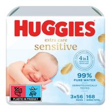 HUGGIES Extra Care Sensitive Chusteczki nawilżane, 168 szt.