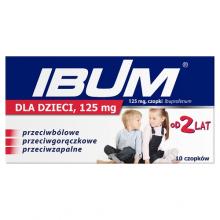 Zdjęcie produktu - Ibum dla dzieci 125 mg czopki przeciwb&oacute;lowe, 10 szt.