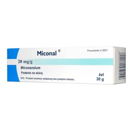 Miniaturka artykułu - MICONAL żel - Zakażenia grzybicze st&oacute;p, pachwin, tułowia, paznokci, łupież pstry.30 g