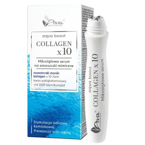 Miniaturka artykułu - AVA Aqua Boost Collagen x10 Mikroigłowe serum na zmarszczki mimiczne, 15 ml