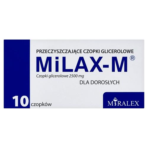 Miniaturka artykułu - MILAX-M Czopki glicerolowe dla dorosłych 2500 mg, 10 szt. - na zaparcia