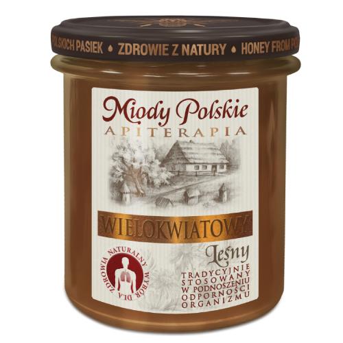 Miniaturka artykułu - Miody Polskie Miód wielokwiatowy leśny, 400 g