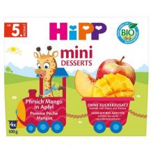 Zdjęcie produktu - HiPP BIO Mini deser jabłka brzoskwinie mango od 5. miesiąca, 4 x 100 g