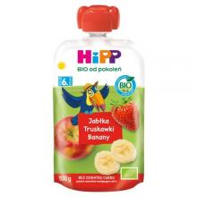 Zdjęcie produktu - HiPP BIO Mus owocowy jabłka truskawki banany po 6. miesiącu, 100 g