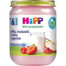 Zdjęcie produktu - HiPP Jabłka, truskawki i maliny z jogurtem BIO, 160 g