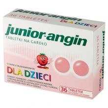Zdjęcie produktu - JUNIOR-Angin o smaku truskawkowym - 36 tabletek do ssania