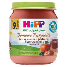 Zdjęcie produktu - HiPP BIO Domowe Pyszności Kaszka manna z jabłkami i czerwonymi owocami po 9. miesiącu, 200 g