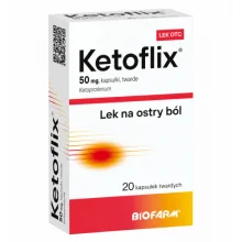 Zdjęcie produktu - Ketoflix 50 mg Lek na ostry b&oacute;l, 20 kapsułek twardych