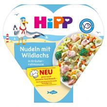 Zdjęcie produktu - HiPP Kluseczki z dzikim łososiem w sosie ziołowo-śmietanowym po 1. roku, 250 g