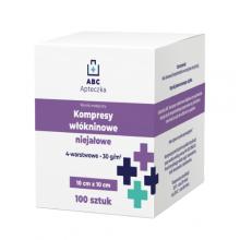 Zdjęcie produktu - Apteczka ABC Kompresy wł&oacute;kninowe niejałowe 4-warstwowe 10 cm x 10 cm, 100 szt.