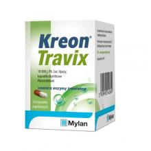 Zdjęcie produktu - KREON TRAVIX 10000 - Lek poprawiający trawienie - 50 kapsułek USZKODZONE TEKTUROWE OPAKOWA.