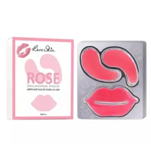 Zdjęcie produktu - Love Skin Zestaw Hydrożelowych płatk&oacute;w pod oczy i maski na usta z ekstraktem z r&oacute;ży, 5 szt.