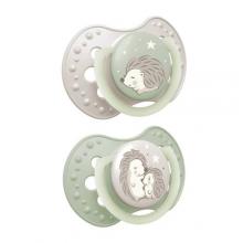 Zdjęcie produktu - LOVI Smoczek silikonowy dynamiczny 18m+ Night&Day Hedgehog, 2 szt. 22/931