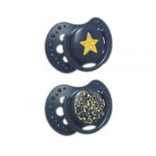 Zdjęcie produktu - LOVI Smoczek uspokajający silikonowy Stardust Blue 3-6m 22/893, 2szt.