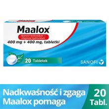 Zdjęcie produktu - Maalox Lek na zgagę i niestrawność w postaci tabletek &ndash; 20 szt.