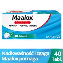 Zdjęcie produktu - Maalox Lek na zgagę i niestrawność w postaci tabletek &ndash; 40 szt.