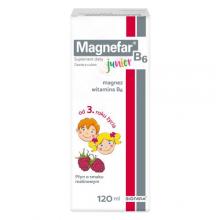 Zdjęcie produktu - Magnefar B6 Junior płyn - 120ml, Uzupełnia niedobory magnezu dla dzieci od 3 roku życia USZKODZONY KARTON