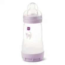Zdjęcie produktu - MAM Perfect Start Butelka antykolkowa 2m+ 260ml fioletowa kot
