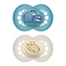 Zdjęcie produktu - MAM Original Night Smoczek ortodontyczny 6m+ Planet Love Boy świecący w ciemności, 2sztuki