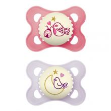 Zdjęcie produktu - MAM Original Night Smoczek ortodontyczny 2-6m Planet Love Girl świecący w ciemności, 2szt.