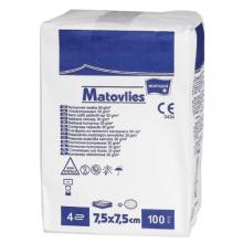 Zdjęcie produktu - MATOVLIES Kompresy z wł&oacute;kniny 30g 4-warstwowe 7,5x7,5cm, 100 sztuk