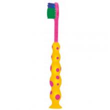 Zdjęcie produktu - Mattes Szczoteczka do zęb&oacute;w dla dzieci Dino Smile M65 Soft 3+ ż&oacute;łto- r&oacute;żowa