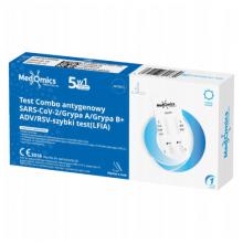 Zdjęcie produktu - MedOmics Test Combo antygenowy 5w1 SARS CoV-2, Grypa A/B, RSV, Adenowirus, 1 szt.