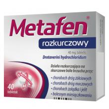 Zdjęcie produktu - Metafen Rozkurczowy 40 mg, 40 tabletek - Na silny b&oacute;l brzucha 